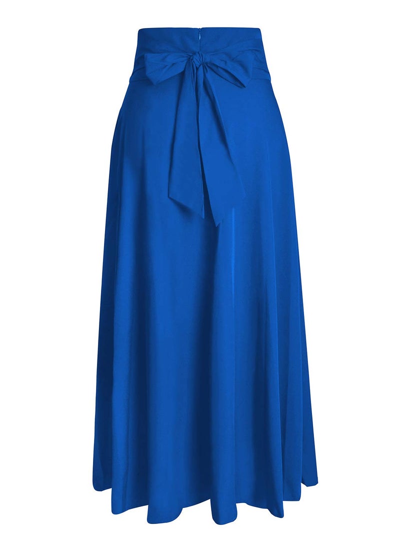 RANPHEE Ariel Costume Women Adult Long Blue Skirts 2026 Faldas de Mujer Elegantes Cute High Waisted Maxi Pleated A Line Circle Skirt with Slit XL 1X - Image 3